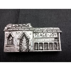 Carson Pewter Christmas Village Decor Train‎ Station Building Figurine